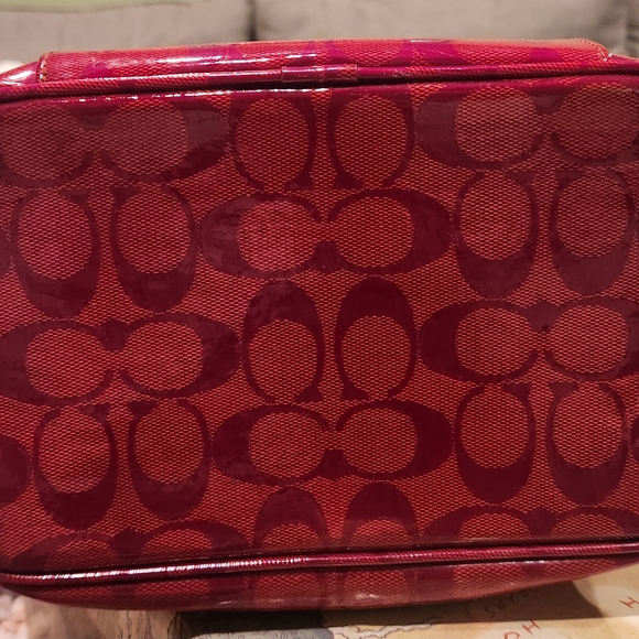 Red Coach Signature Vinyl Toiletry Bag - Picture 7 of 7